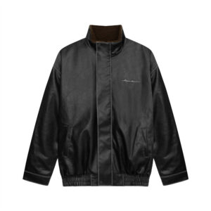 Leather Clothing With Stand Collar Coat For Men