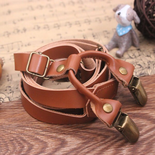 Unisex microfiber leather strap suspenders